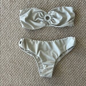 Mikoh Strapless Light Gray/tan Bikini Set